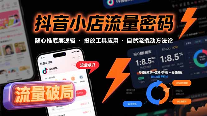 抖音小店流量密码，随心推底层逻辑，投放工具应用，自然流撬动核心方法论-创业吧