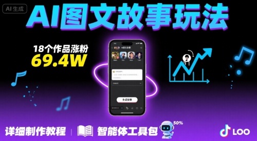 抖音爆火的ai图文故事玩法，18个作品涨粉69.4W，详细制作教程+智能体-创业吧