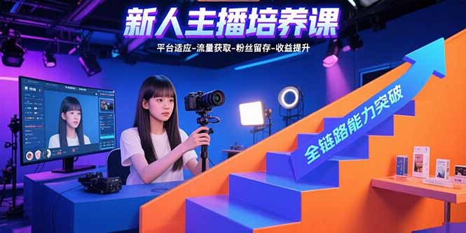 新人主播培养课：平台适应-流量获取-粉丝留存-收益提升 全链路能力突破-创业吧