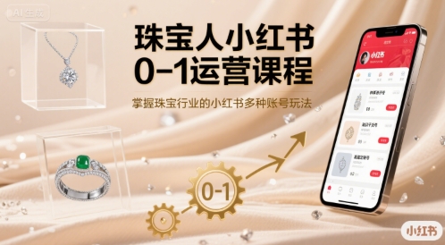 珠宝人小红书0-1运营课程，掌握珠宝行业的小红书多种账号玩法-创业吧