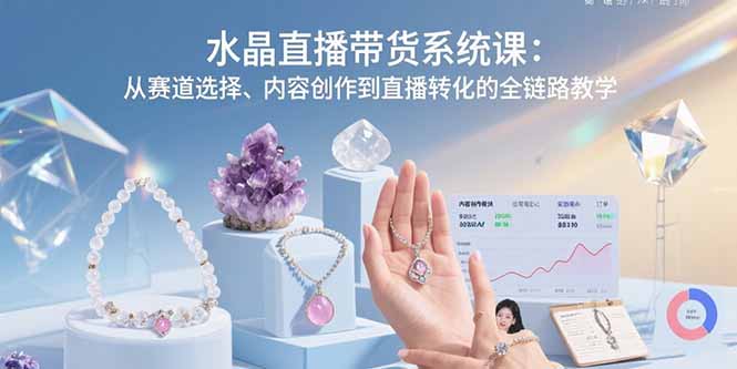 水晶直播带货系统课：从赛道选择、内容创作到直播转化的全链路教学-创业吧