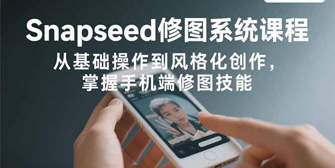 Snapseed修图系统课程：从基础操作到风格化创作，掌握手机端修图技能-创业吧