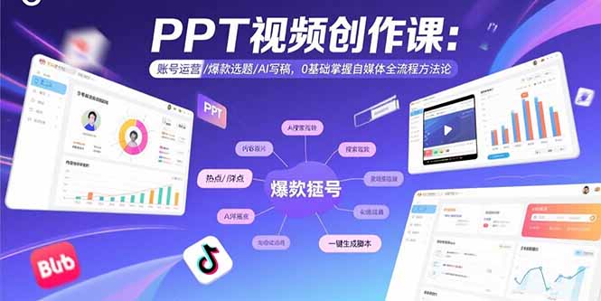 PPT视频创作课：账号运营/爆款选题/AI写稿，0基础掌握自媒体全流程方法论-创业吧