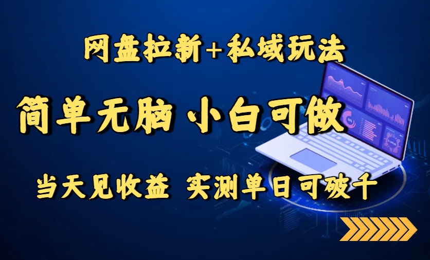 网盘拉新+私域玩法，简单无脑，小白可做，当天见收益，实测单日可破千-创业吧