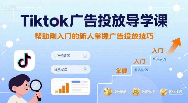 Tiktok广告投放导学课，帮助刚入门的新人掌握广告投放技巧-创业吧
