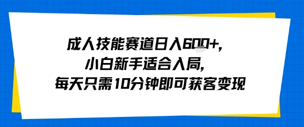 成人技能赛道日入多张，小白新手适合入局，每天只需10分钟即可获客变现-创业吧