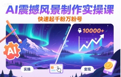 AI震撼风景制作实操课，快速起千粉万粉号-创业吧