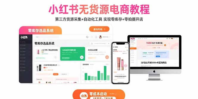 小红书无货源电商教程：第三方货源采集+自动化工具 实现零库存+零拍摄开店-创业吧