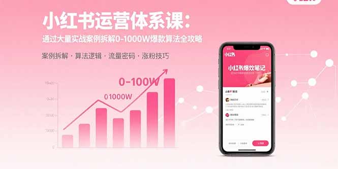 小红书运营体系课：通过大量实战案例拆解0-1000W爆款算法全攻略-创业吧