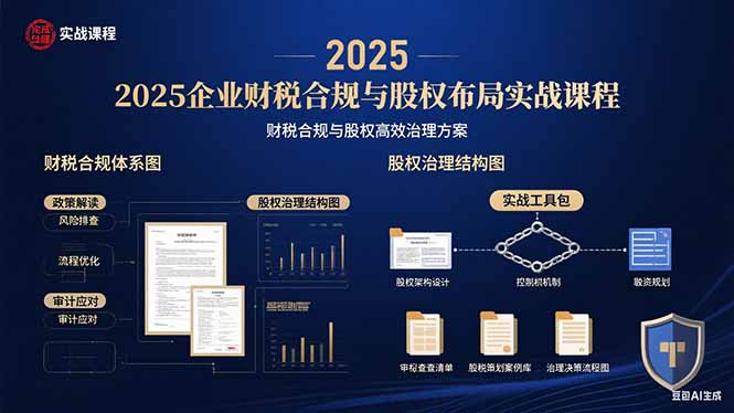 2025企业财税合规与股权布局的实战课程：财税合规与股权高效治理方案-创业吧