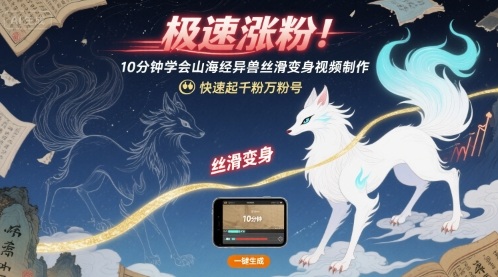 极速涨粉！10分钟学会山海经异兽丝滑变身视频制作，快速起千粉万粉号-创业吧