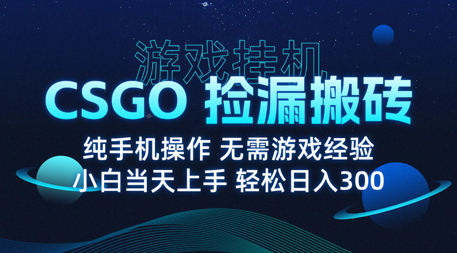 8月最新游戏搬砖，CSGO纯挂机，不需要玩游戏，实现真挂机，月入1W+-创业吧