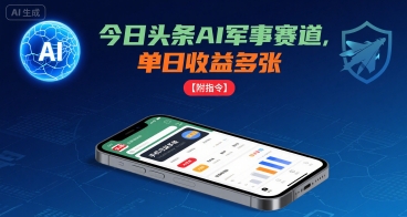 今日头条AI军事赛道，单日收益多张 ，手机可做【附指令】-创业吧