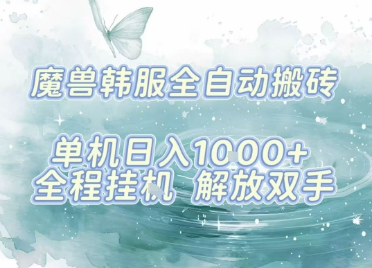 最新韩服游戏搬砖，单机日入1k+，全自动运行挂G项目，解放双手【揭秘】-创业吧