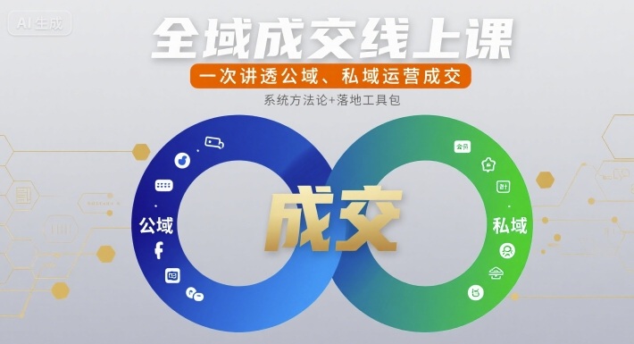 全域成交线上课，一次讲透公域、私域运营成交-创业吧