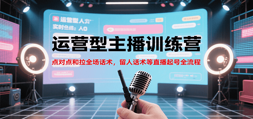 运营型主播训练营，点对点和拉全场话术，留人话术等直播起号全流程(更新8月)-创业吧