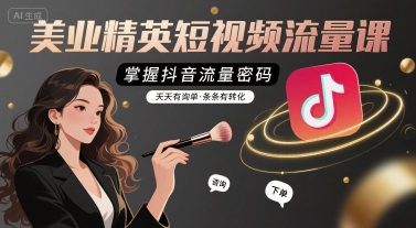 美业精英短视频流量课，掌握抖音流量密码，天天有询单，条条有转化-创业吧