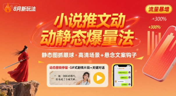 8月小说推文全新玩法，动静态图片+搭配小说文案爆量玩法-创业吧