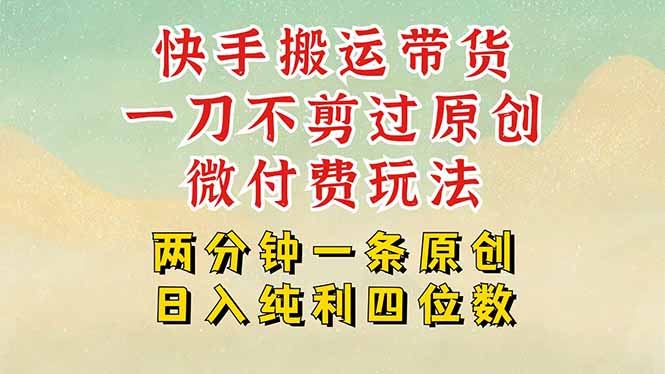 快手黑科技搬运带货，一刀不剪过原创，微付费投流玩法，轻松日入四位数…-创业吧