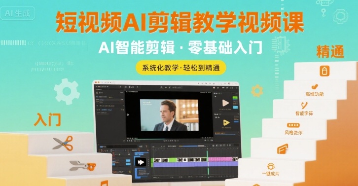 短视频AI剪辑教学视频课，入门到精通-创业吧
