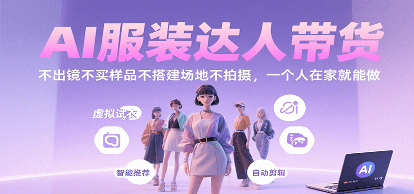 AI服装达人带货，不出镜不买样品不搭建场地不拍摄，一个人在家就能做-创业吧