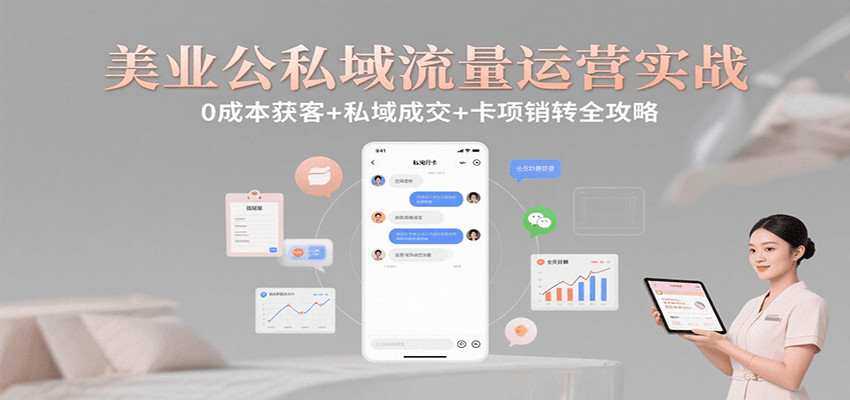 美业公私域流量运营实战：0成本获客+私域成交+卡项销转全攻略-创业吧