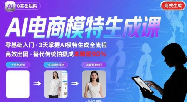 AI模特进阶课程，0基础高效生成逼真电商模特图-创业吧