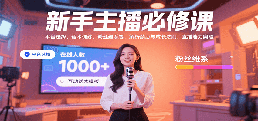 新手主播必修课：平台选择、话术训练、粉丝维系等，解析禁忌与成长法则，突破直播能力-创业吧