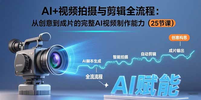AI+视频拍摄与剪辑全流程：从创意到成片的完整AI视频制作能力(25节课-创业吧