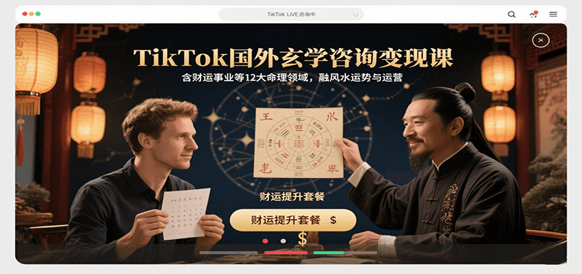 TikTok国外玄学咨询变现课，含财运事业等12大命理领域，融风水运势与运营-创业吧
