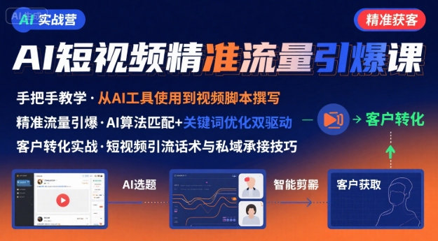 AI+短视频引爆精准客户实战营，手把手教你引爆Ai短视频精准流量-创业吧