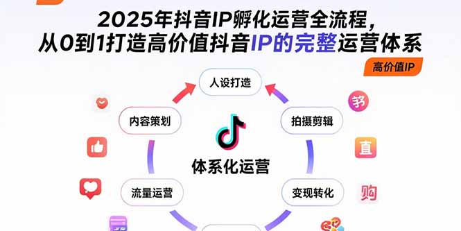 2025年抖音IP孵化运营全流程，从0到1打造高价值抖音IP的完整运营体系-创业吧