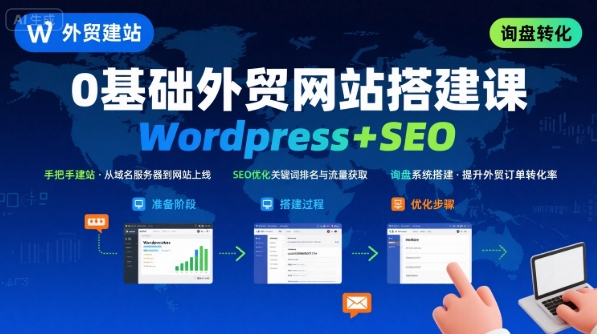 WordPress外贸建站+SEO优化课程，手把手教你从0到1搭建可获得询盘的外贸网站-创业吧
