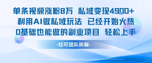 单条视频私域变现4.9k+利用AI做私域玩法 已经开始火热0基础也能做的副业项目轻松上手-创业吧